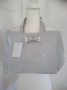 TED BAKER LONDON DOVE GREY HARICON BOW SMALL ICON TOTE HAND SHOPPER BAG PLZ READ - Picture 1 of 8