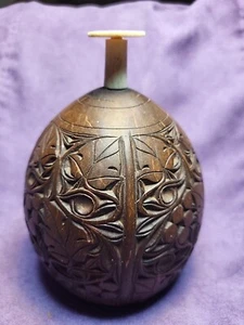 Papau New Guinea Chalice Cup Coconut Antique Natural Horn? Grapes Carved - Picture 1 of 16