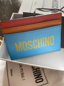Estuche para tarjetas de cuero MOSCHINO Colorblock NUEVO - Imagen 1 de 6