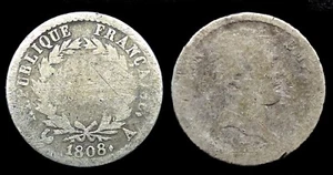 Demi Franc 1808A Tête laurée Napoléon 1er Argent/Silver - Picture 1 of 1
