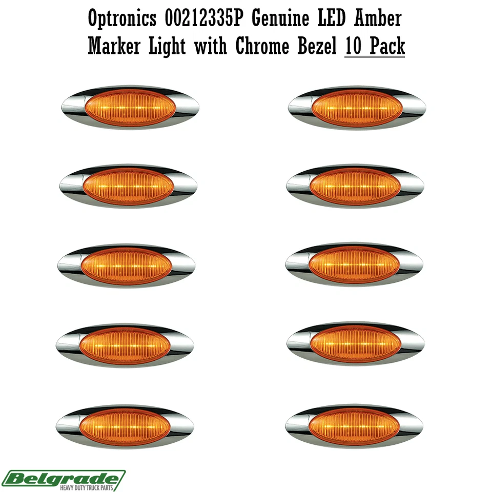 Optronics 00212335P Luz Marcadora LED Ámbar Genuina con Bisel Cromo Paquete de 10 Foto 1 de 1