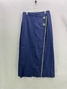 Vintage Handmade Denim Beaded Western Southwestern Wrap Skirt Size 16 - Picture 1 of 11