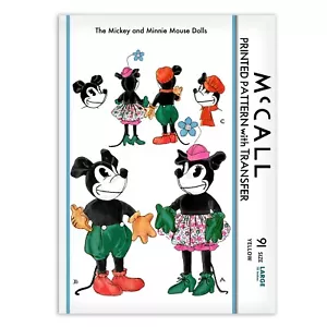 Mickey & Minnie Mouse Doll McCall s 91 Sewing Pattern Cloth Rag Disney Large 18" - Picture 1 of 2