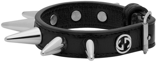NWT Gucci Stud Motif Leather Bracelet in Black Spike
