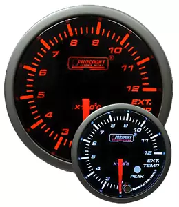 Premium METRIC Exhaust Gas Temperature Gauge 52mm w/Peak Recall Amber/White - Bild 1 von 2