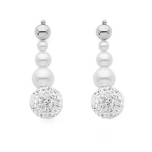 Orecchini Boccadamo in Argento 925‰ Perle Swarovski e Boule di Strass OR487 - Bild 1 von 2