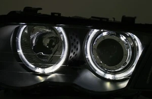 EAGLE EYES Angel Eyes Scheinwerfer Set in Schwarz für 3er BMW E46 Limo Tour LED - Bild 1 von 4