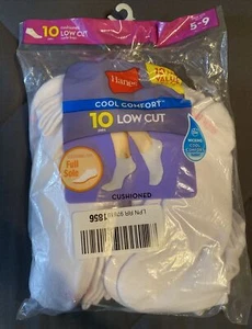New Hanes White Cool Comfort Low Cut Socks Size 5-9 Nine 9 Pairs - Picture 1 of 2