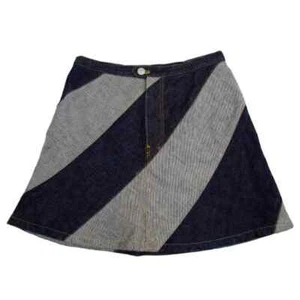 OZONE COMMUNITY Bias Switching Denim Mini Skirt Size S Cotton - Picture 1 of 13