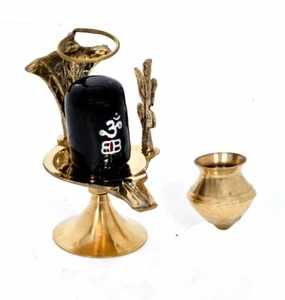 Hermosa estatua de latón Señor Shiva Ling Lingam giratoria decoración del templo obra maestra - Imagen 1 de 5