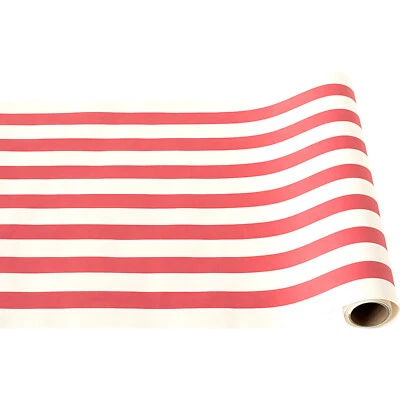 Hester & Cook Red/White Striped Paper Party Table Runner 25' Long x 20" Wide - Image 1 of 3