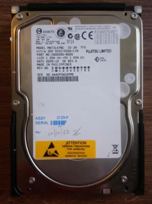 FUJITSU MAT3147NC 10K 147GB ULTRA320 SCSI 80-PIN 3.5" HDD - Image 1 of 2