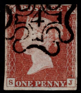 1841 1d Red Plate 30 SJ 4m Superb London No 4 in Maltese Cross VFU Cat. £600.00 - Picture 1 of 1
