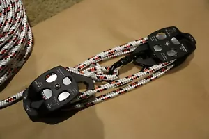 Twin sheave block and tackle 7500Lb pulley system 115 feet 1/2 Double Braid Rope - Picture 1 of 12
