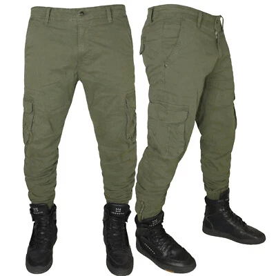 Pantaloni uomo Cargo tasche laterali multitasche  elasticizzati tasconi A2 - Immagine 1 di 4