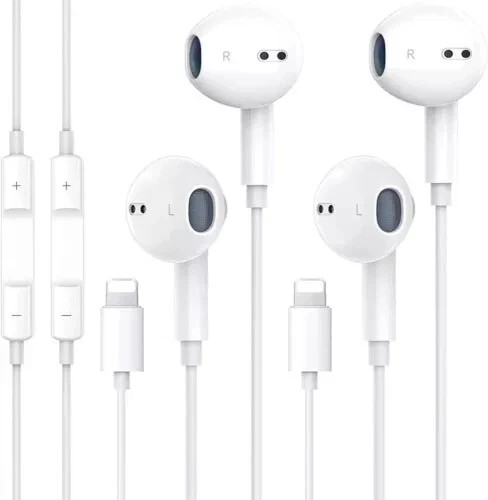 2X Bluetooth Wired Earphones for iPhone 14/13/12/11/XR/XS/X/8/7 - Image 1 of 4