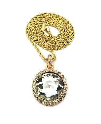 Colgante Hip Hop Micro Ónix, Rubí, Piedra Transparente 24",30" Cuerda Cadena Collar FXZ100 Foto 1 de 3