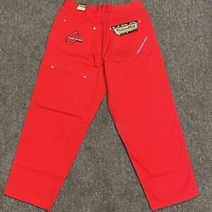 Vintage Pelle Pelle Marc Buchanan Red Denim Jeans X-Baggy Cargo Hip Hop 40 NOS
