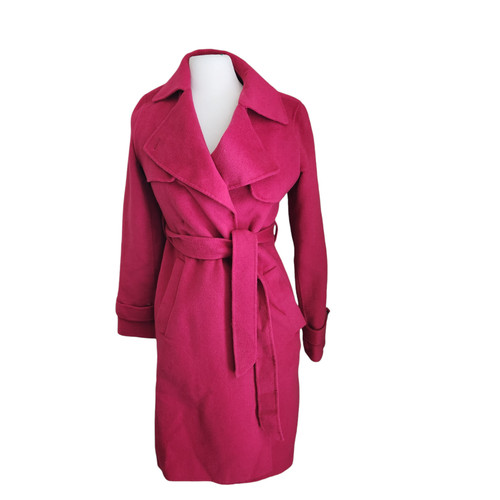CAPPOTTO TRENCH MICHAEL KORS MISTO LANA TAGLIA 4 ROSA CALDO CON CINTURA