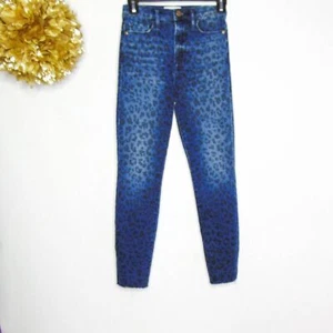 Jeans skinny slim Frame donna Ali vita alta sigaretta blu ghepardo denim 24 - Foto 1 di 8