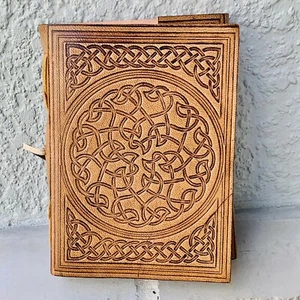 Endless Celtic knot Leather Journal Grimoire Spell Book of Shadows Wiccan Diary - Picture 1 of 7