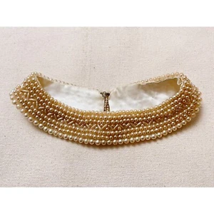 Vintage 1950s 1960s Handmade Faux Pearl Choker Collar Necklace 7 Inch Neck Japan - Picture 1 of 10