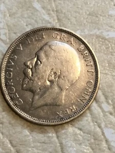 1923 UK GB GREAT BRITAIN SILVER HALF CROWN Gold Toned - Picture 1 of 4