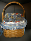Longaberger Tiny Tote Basket W/ Snowman Liner And Plastic Protector 2003 Combo