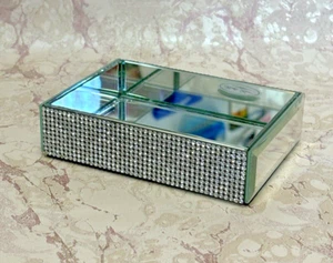 Bella Lux Soap Dish Tray Rhinestone Mirrored Glass Sparkle Bathroom NEW - Picture 1 of 4