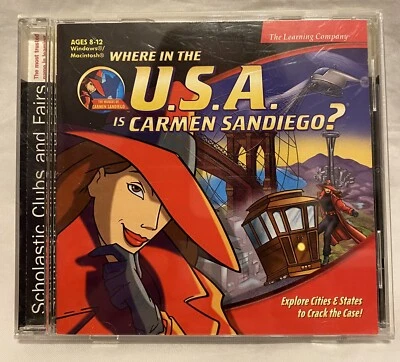 Where in the U.S.A. is Carmen Sandiego? CD ROM 1999 Jewel Case Vintage, Tested - Image 1 of 4