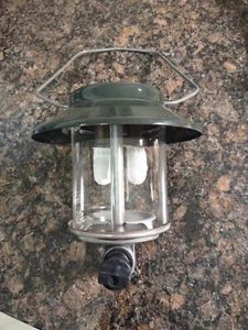 Genuine COLEMAN Twin Mantle Hanging Propane Lantern E-19 w/ Glass Globe Intact - Picture 1 of 7