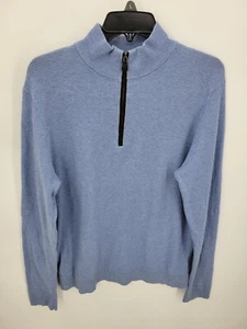 Jos A Bank Reserve Pullover Herren Large Blau Viertelreißverschluss Baumwolle Kaschmir Preppy - Bild 1 von 9