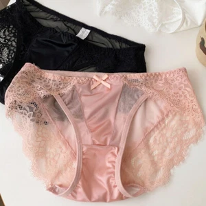 3 Pack Lot Sexy Ladies Womens Satin Panties Lingerie French Lace Sheer Underwear - Picture 1 of 16