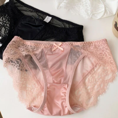 3 Pack Lot Sexy Ladies Womens Satin Panties Lingerie French Lace Sheer Underwear - Image 1 of 4