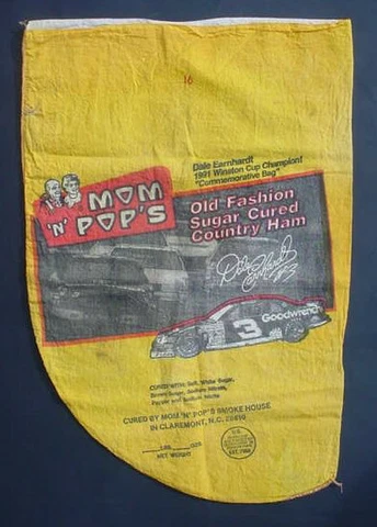 Vintage Dale Earnhardt 1991 Winston Cup Champ MOM 'N' POPS Country Ham Cloth Bag Cover