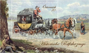 "Austria "ARTE ~ PINTURAS ~ CABALLOS ~ VEHÍCULOS POSTALES HISTÓRICOS" Estampillada sin montar o nunca montada 2013 - Imagen 1 de 4