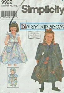 DAISY KINGDOM - DRESS - 2 Views & DOLL DRESS Simplicity 9922 - Girl's 7-14 - Picture 1 of 2