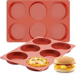 2-PK Silicone Egg Molds 4 Inch Jumbo Muffin Top Baking Pans, Non-Stick Large Dis - Picture 1 of 7