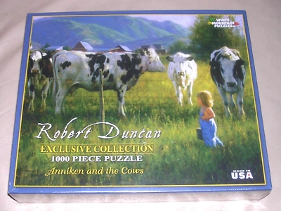 NOVO 2010 HTF Anniken & The Cows Farm Child Field Robert Duncan 1000 peças quebra-cabeça - Imagem 1 de 4