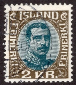 ISLANDIA 1920, SC-127, EN MUY BUEN ESTADO U 2 coronas Christian X scv $35,00 *Sellos de la bahía* - Imagen 1 de 2