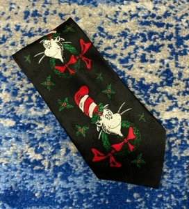 Corbata Dr. Seuss Vintage 1996 Gato en el Sombrero Coronas de Navidad 100 % Seda - Imagen 1 de 6