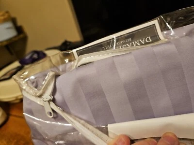 Martha Stewart Full Bed Skirt Violet Stripe Purple 500 Thread Pima Cotton Sheets - Image 1 of 4