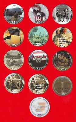 11th Print 2008 AAFES 25 Cent Pogs UNCIRCULATED Complete Set Tray Fresh FREE SH. - Image 1 of 2