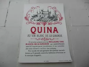 Etiqueta Antigua Quina Al Vino Blanco de La Gironde - Imagen 1 de 2