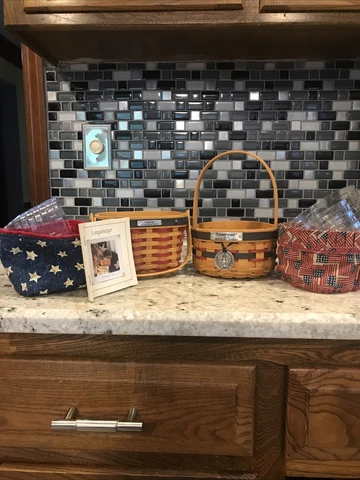 Longaberger  1997 & 2001 Inaugural Baskets with Liners / Protectors  / tie ons Cover