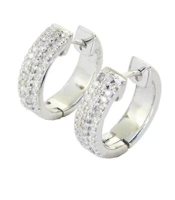 Hoop Earrings SI1 G Natural Diamond 0.60 Ct 14K White Gold Appraisal 0.60 Inch - Image 1 of 4