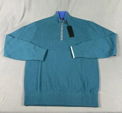Greyson кашемир гольф свитер Sebonack 1/4 молнии средний скрипка зеленый новый с Ярлыками Рекомендуемая розничная цена производителя $285 - Изображение 1 из 4