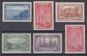 Canada Sc 241-245, 241a MLH. 1938 Pictorials, complete set, fresh, bright, F-VF - Picture 1 of 1