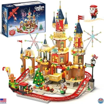 Christmas Castle Roller Coaster Building Set 1232PCS with Lights & Train - Image 1 of 4