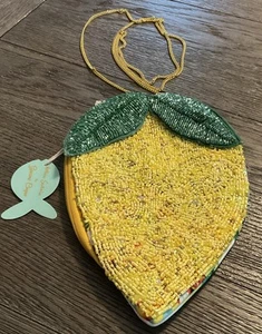 NEW with Tag Antica Sartoria by Giacomo Cinque Beaded Lemon Yellow HandBag - Picture 1 of 14